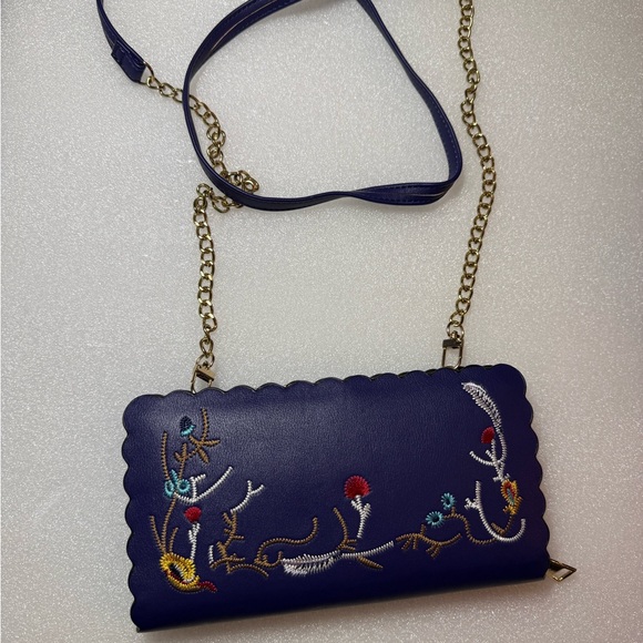 NAVY Blue multicolored floral Embroidered Crossbody Purse - Picture 5 of 11